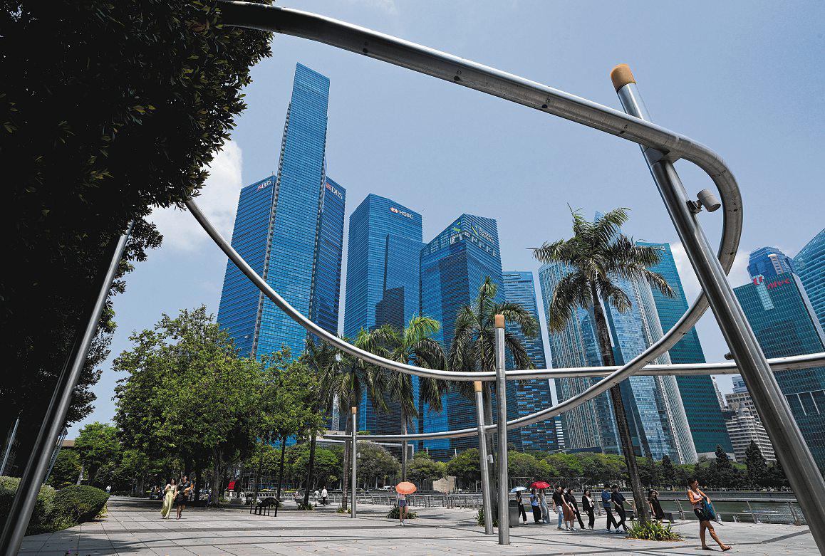 Singapore's Marina Bay financial district, featured in The Straits Times commentary by AADE leadership